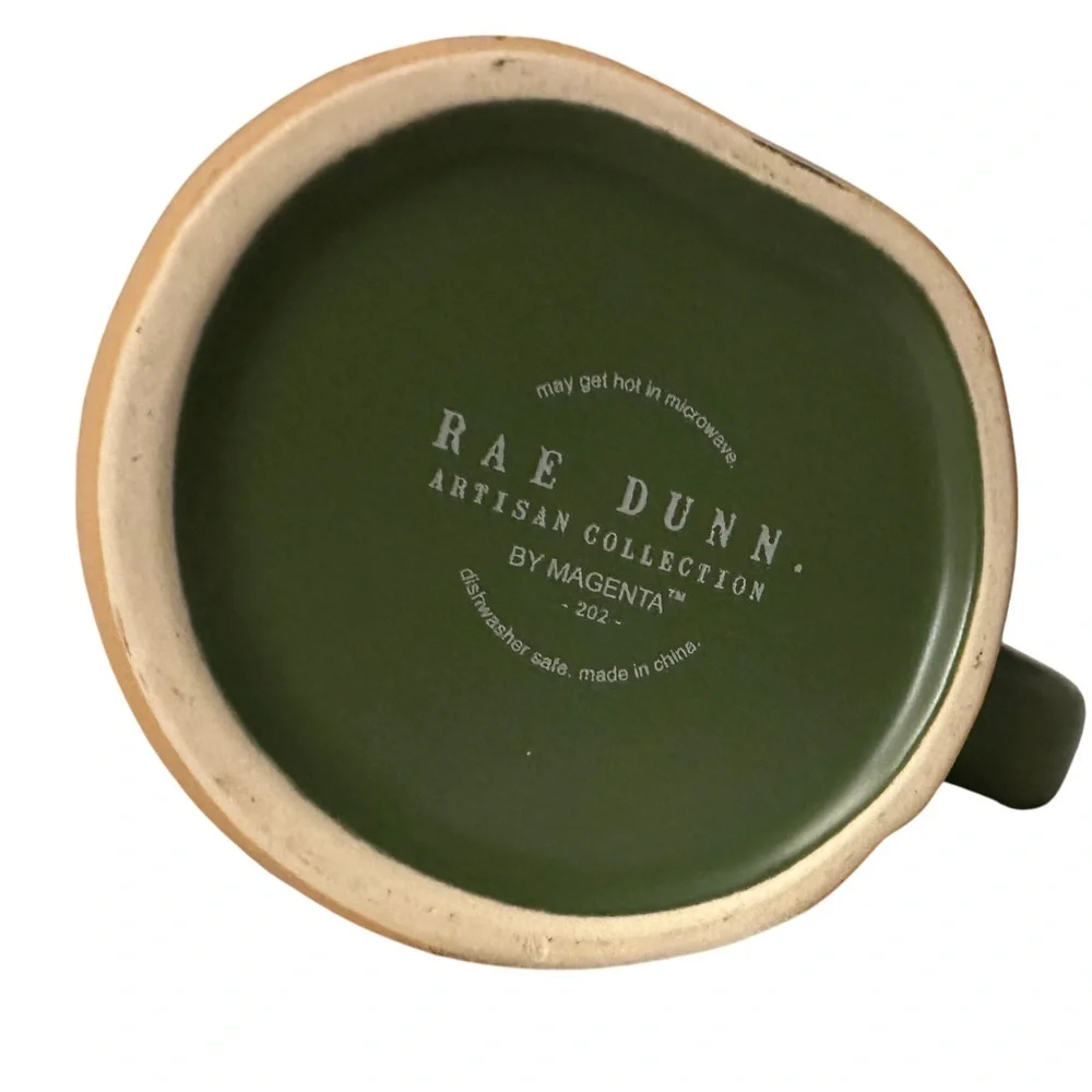 NEW Rae Dunn Artisan Dad Mug Green Tan Duck Double Sided Coffee Cup